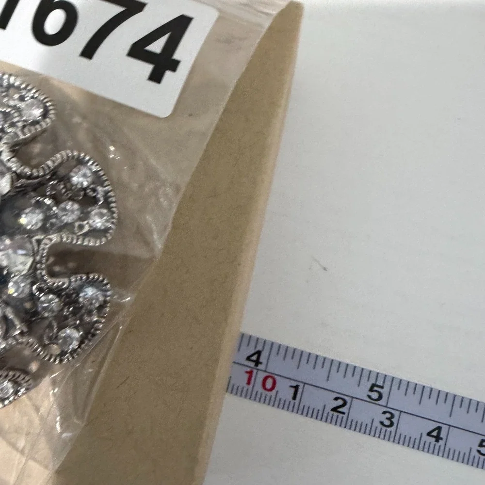 Vintage Rhinestone Statement Ruffle Edge Brooch Sparkle Silver Tone Clear Stones